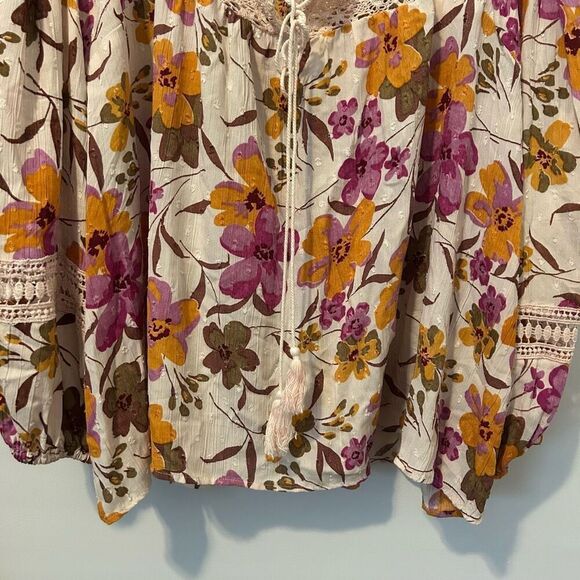 Angie top women’s 1X boho peasant crochet bloomcore lagenlook floral festival - Picture 2 of 10